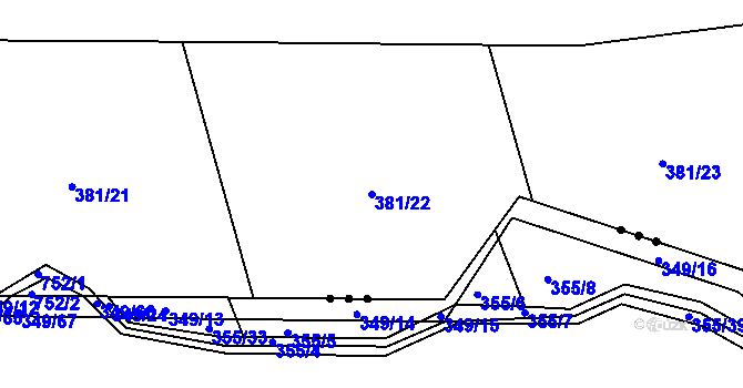 Parcela st. 381/22 v KÚ Drásov u Příbramě, Katastrální mapa