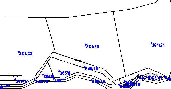 Parcela st. 381/23 v KÚ Drásov u Příbramě, Katastrální mapa