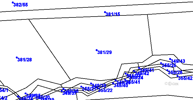 Parcela st. 381/29 v KÚ Drásov u Příbramě, Katastrální mapa