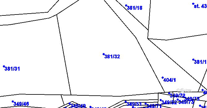 Parcela st. 381/32 v KÚ Drásov u Příbramě, Katastrální mapa