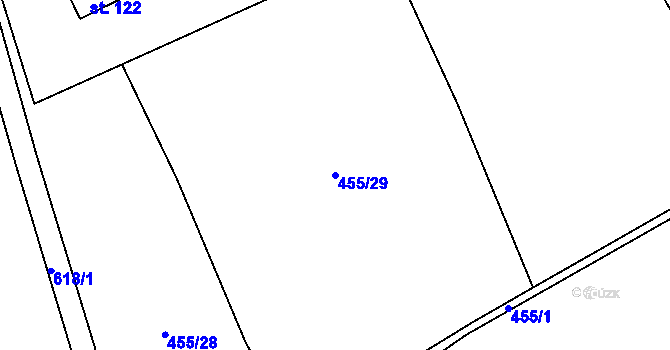 Parcela st. 455/29 v KÚ Drásov u Příbramě, Katastrální mapa