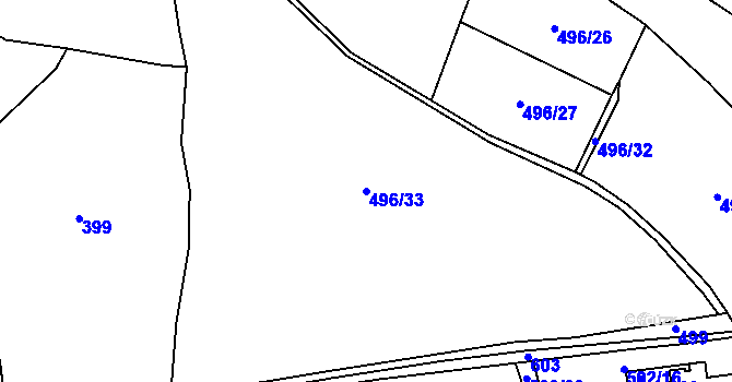Parcela st. 496/33 v KÚ Drásov u Příbramě, Katastrální mapa