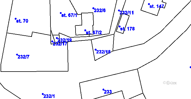 Parcela st. 232/18 v KÚ Drásov u Příbramě, Katastrální mapa