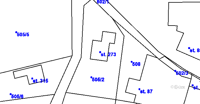 Parcela st. 273 v KÚ Drásov u Příbramě, Katastrální mapa
