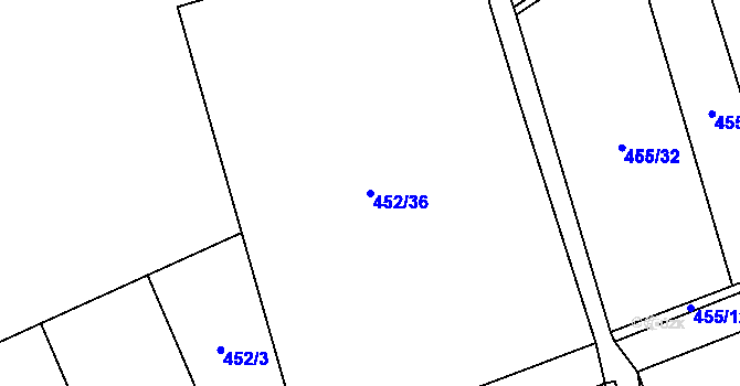 Parcela st. 452/36 v KÚ Drásov u Příbramě, Katastrální mapa