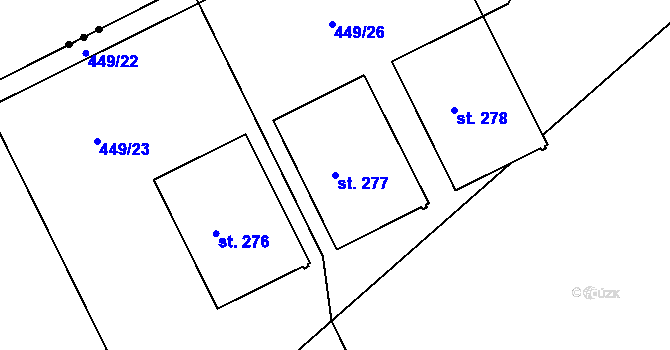 Parcela st. 277 v KÚ Drásov u Příbramě, Katastrální mapa
