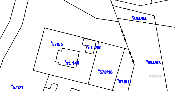 Parcela st. 280 v KÚ Drásov u Příbramě, Katastrální mapa