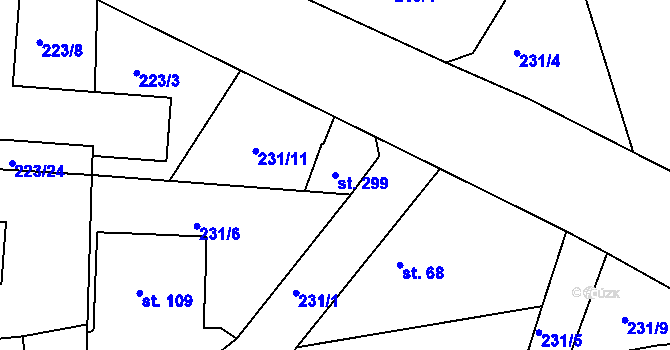 Parcela st. 299 v KÚ Drásov u Příbramě, Katastrální mapa