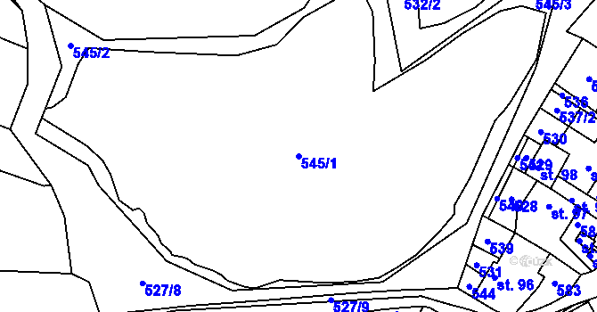 Parcela st. 545/1 v KÚ Drásov u Příbramě, Katastrální mapa