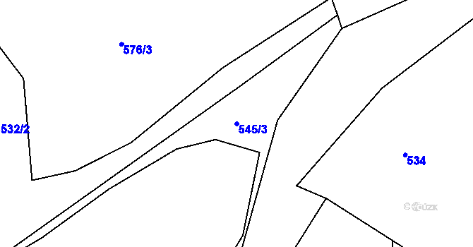 Parcela st. 545/3 v KÚ Drásov u Příbramě, Katastrální mapa