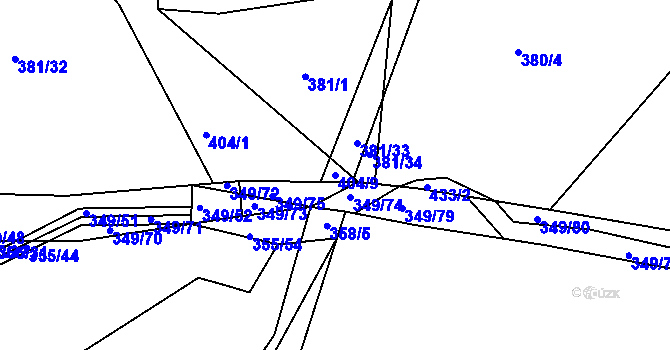 Parcela st. 404/9 v KÚ Drásov u Příbramě, Katastrální mapa