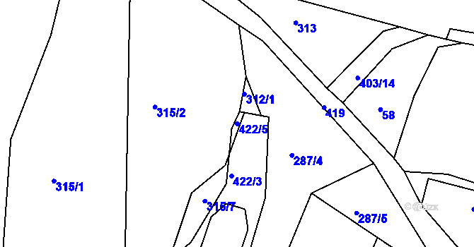 Parcela st. 422/5 v KÚ Drásov u Příbramě, Katastrální mapa