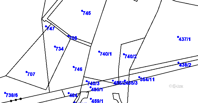Parcela st. 740/1 v KÚ Drásov u Příbramě, Katastrální mapa