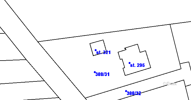 Parcela st. 321 v KÚ Drásov u Příbramě, Katastrální mapa
