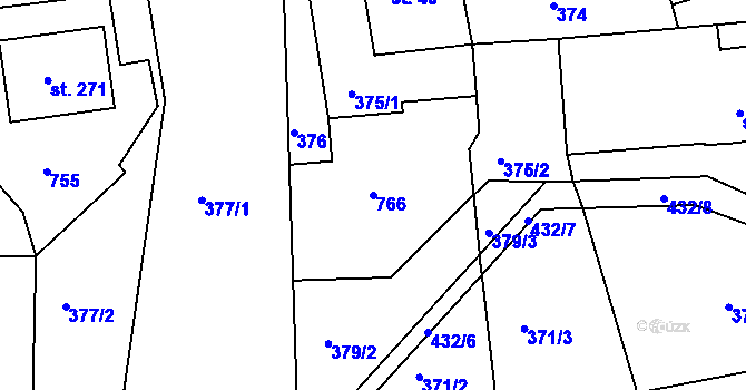 Parcela st. 766 v KÚ Drásov u Příbramě, Katastrální mapa