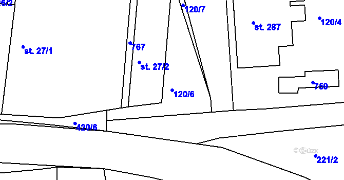 Parcela st. 120/6 v KÚ Drásov u Příbramě, Katastrální mapa