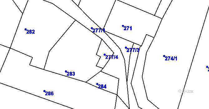 Parcela st. 277/4 v KÚ Drásov, Katastrální mapa