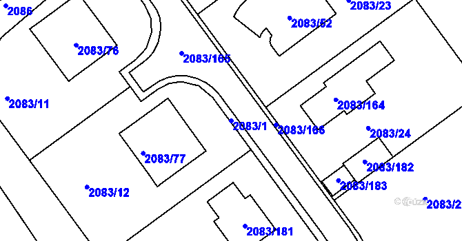 Parcela st. 2083/1 v KÚ Drásov, Katastrální mapa