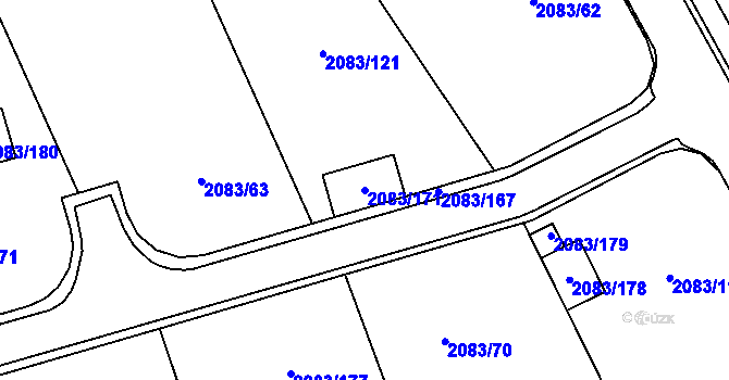 Parcela st. 2083/171 v KÚ Drásov, Katastrální mapa