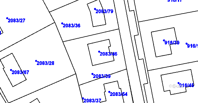 Parcela st. 2083/46 v KÚ Drásov, Katastrální mapa