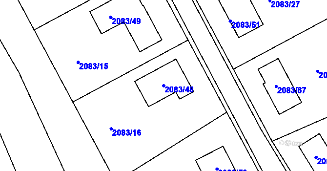 Parcela st. 2083/48 v KÚ Drásov, Katastrální mapa
