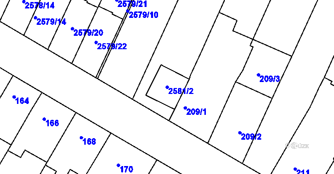 Parcela st. 2581/2 v KÚ Drásov, Katastrální mapa