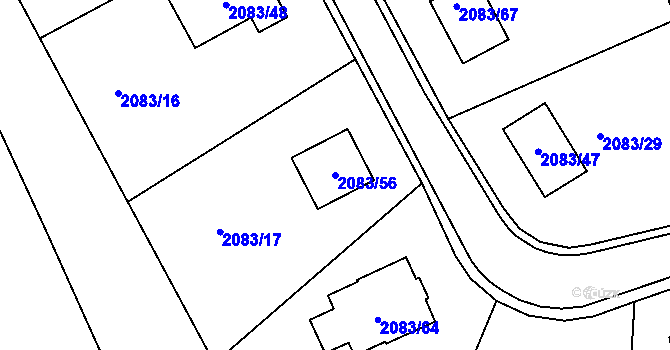 Parcela st. 2083/56 v KÚ Drásov, Katastrální mapa