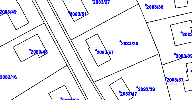 Parcela st. 2083/67 v KÚ Drásov, Katastrální mapa