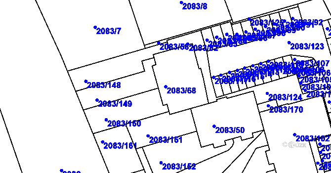 Parcela st. 2083/68 v KÚ Drásov, Katastrální mapa