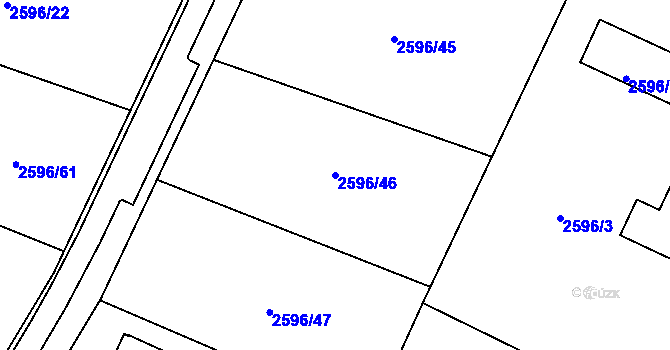 Parcela st. 2596/46 v KÚ Drásov, Katastrální mapa