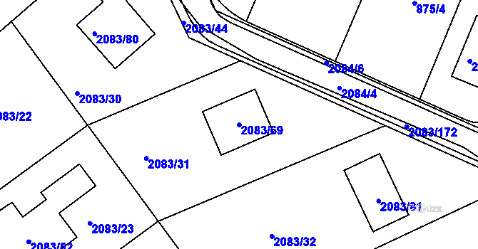 Parcela st. 2083/69 v KÚ Drásov, Katastrální mapa
