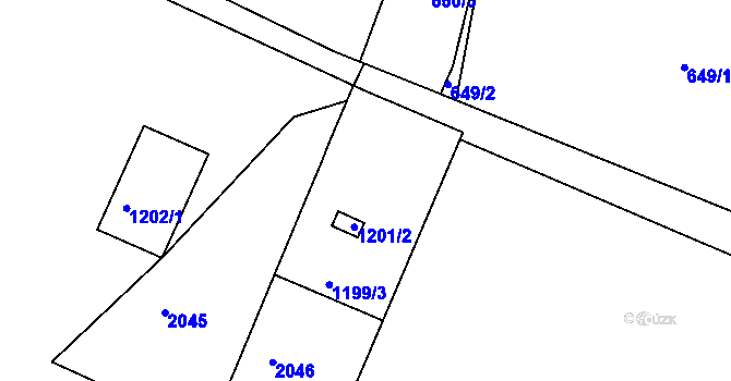 Parcela st. 1201/1 v KÚ Drásov, Katastrální mapa