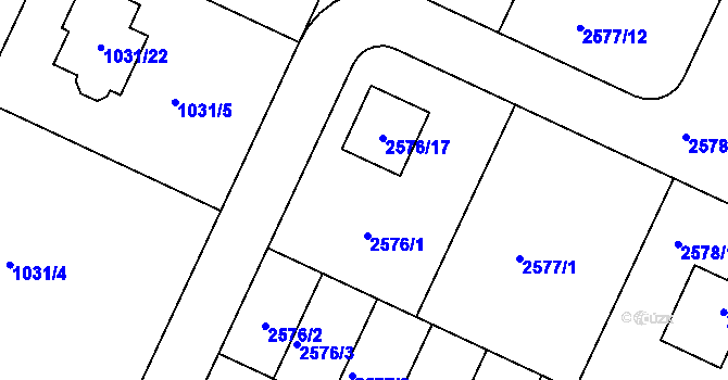 Parcela st. 2576/1 v KÚ Drásov, Katastrální mapa