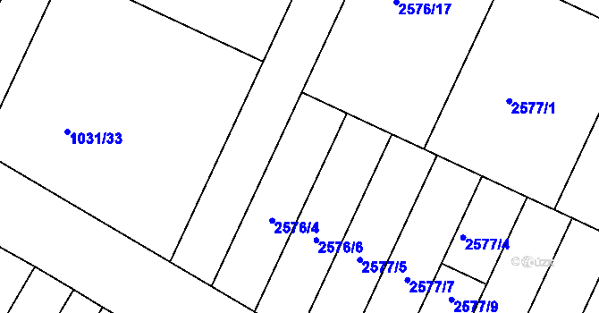 Parcela st. 2576/2 v KÚ Drásov, Katastrální mapa