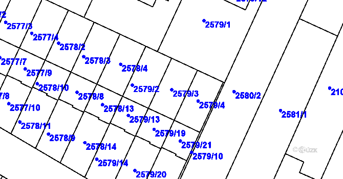 Parcela st. 2579/3 v KÚ Drásov, Katastrální mapa