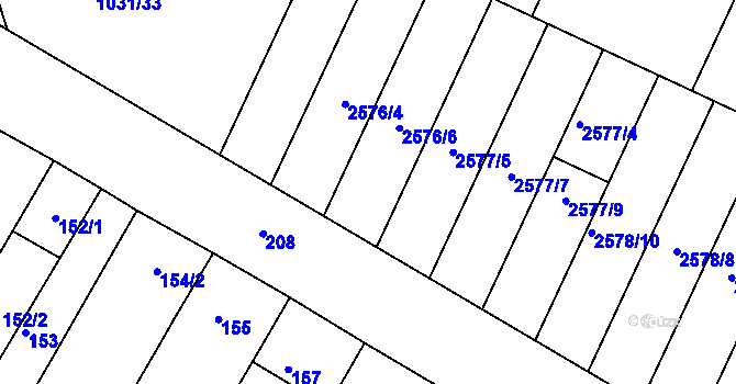 Parcela st. 2576/7 v KÚ Drásov, Katastrální mapa