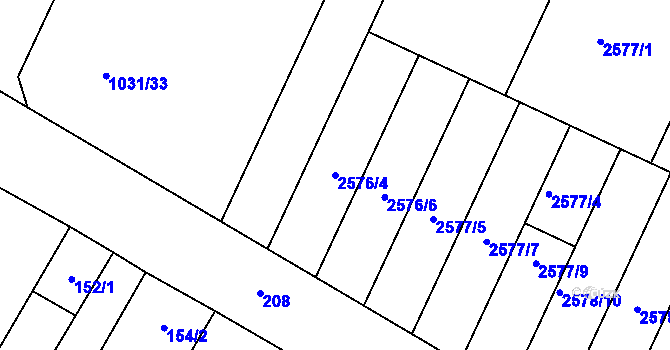 Parcela st. 2576/4 v KÚ Drásov, Katastrální mapa