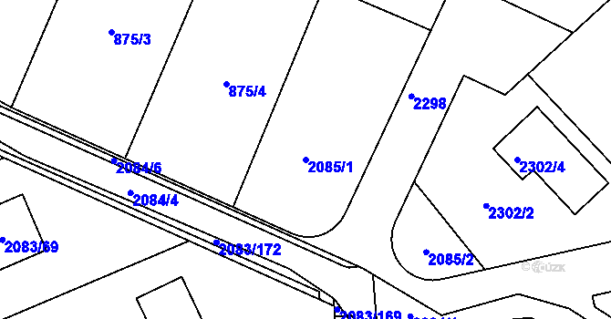 Parcela st. 2085/1 v KÚ Drásov, Katastrální mapa