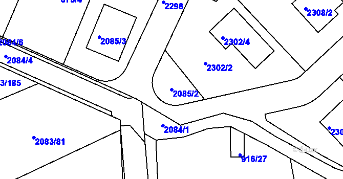 Parcela st. 2085/2 v KÚ Drásov, Katastrální mapa