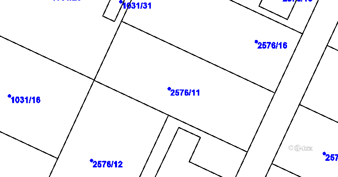 Parcela st. 2576/11 v KÚ Drásov, Katastrální mapa
