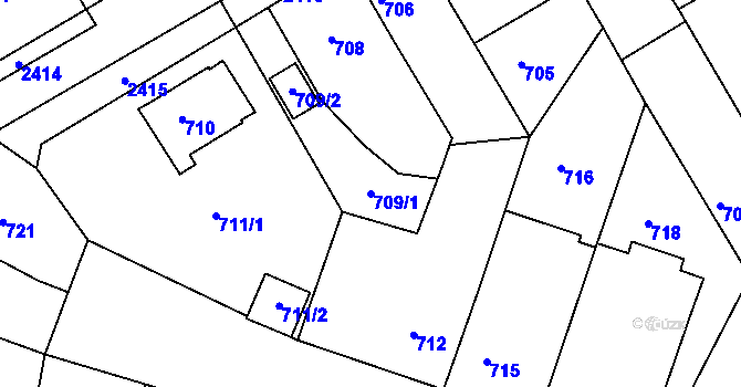 Parcela st. 709/1 v KÚ Drásov, Katastrální mapa