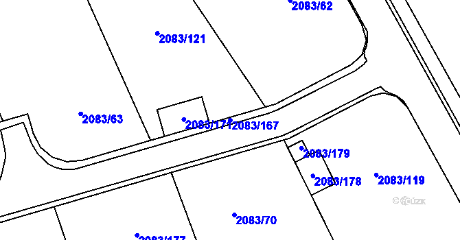 Parcela st. 2083/167 v KÚ Drásov, Katastrální mapa