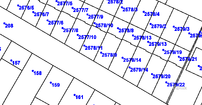 Parcela st. 2578/9 v KÚ Drásov, Katastrální mapa