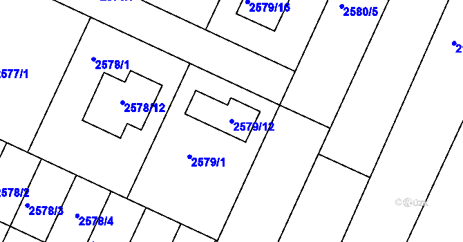Parcela st. 2579/12 v KÚ Drásov, Katastrální mapa