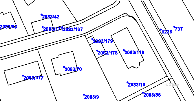 Parcela st. 2083/178 v KÚ Drásov, Katastrální mapa