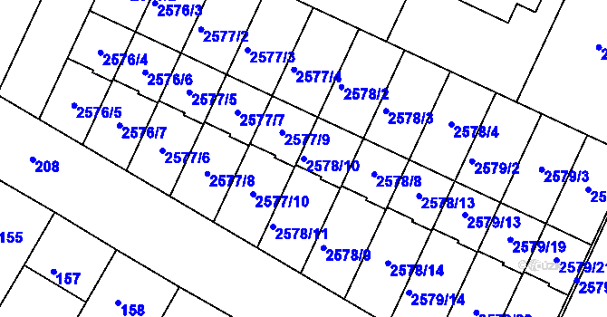 Parcela st. 2578/10 v KÚ Drásov, Katastrální mapa