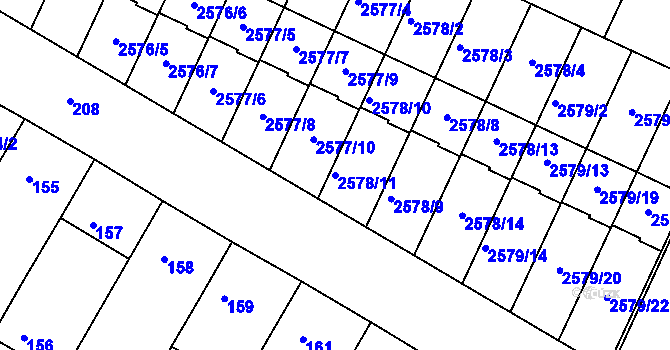 Parcela st. 2578/11 v KÚ Drásov, Katastrální mapa