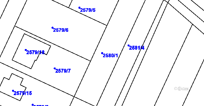 Parcela st. 2580/1 v KÚ Drásov, Katastrální mapa