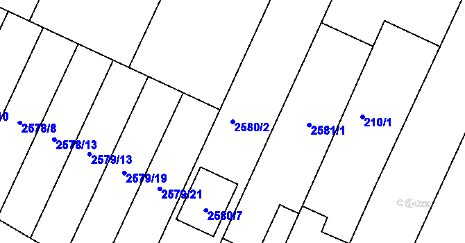 Parcela st. 2580/2 v KÚ Drásov, Katastrální mapa