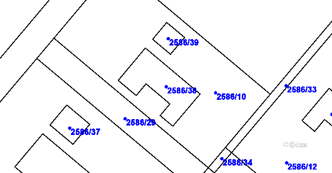 Parcela st. 2586/38 v KÚ Drásov, Katastrální mapa